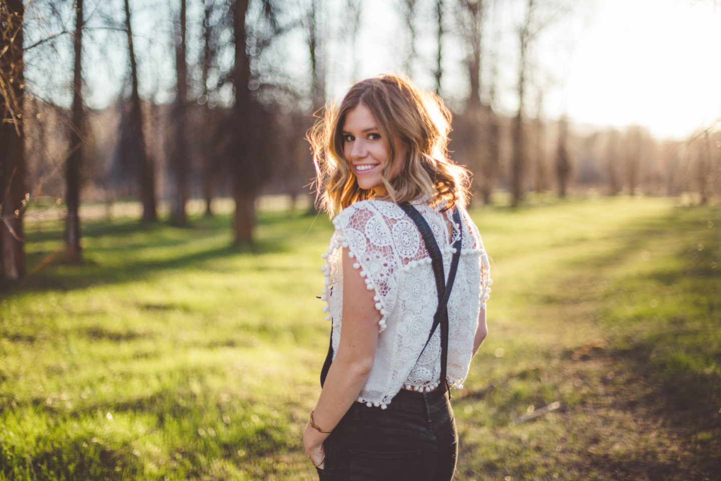 Lace + Black Overalls - Wanderlust Out West