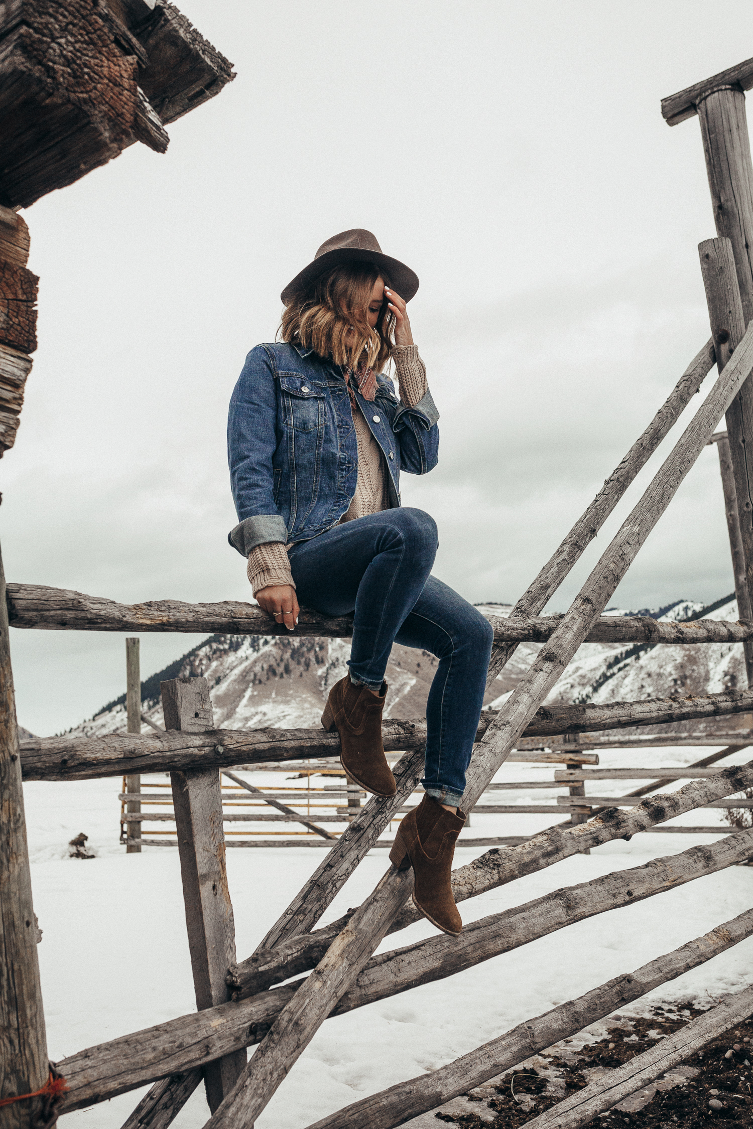 Denim Jacket + Chunky Sweater - Wanderlust Out West